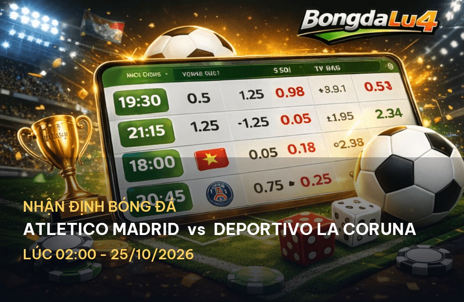 Bongdalu soi kèo hôm nay: Nhận định Atletico Madrid vs Deportivo La Coruna