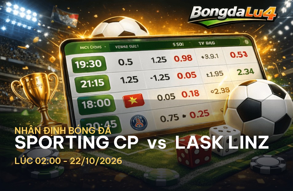 Bongdalu soi kèo hôm nay: Nhận định trận đấu Sporting CP vs LASK Linz